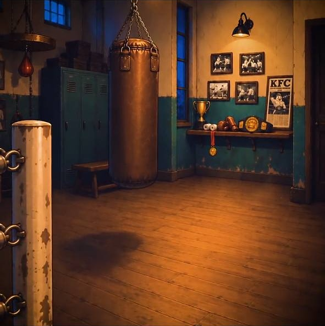 Official reveal art — the KO Million training gym environment